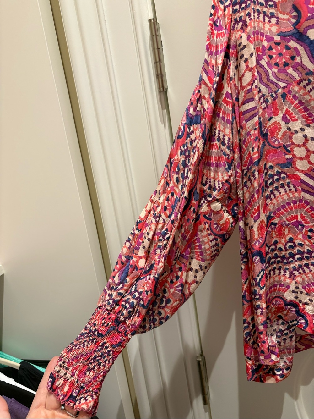 Pink Multi-Pattern Button Front Blouse - Picture 2 of 4